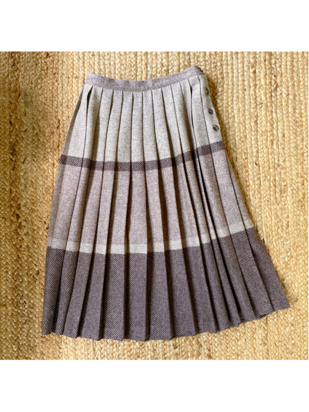 Vintage 70s brown pleated wool midi skirt - Picture 4 of 5